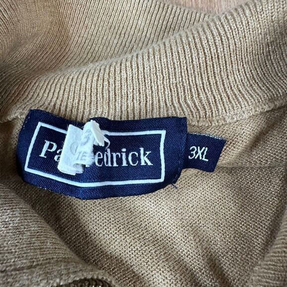 Paul Fredrick Silk Cotton Cashmere Zip Sweater Vest 3XL Tan Camel Knit Mens - Picture 3 of 6